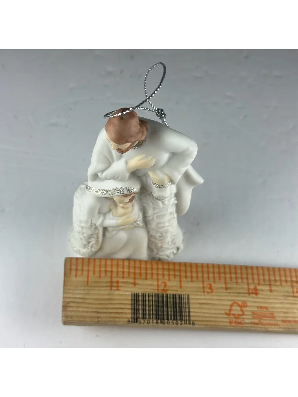 Holy Family Nativity Christmas Ornament White Porcelain Style S-12